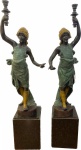 D'ANGELO- Magnífico par de esculturas "Black Moor" em bronze patinado acompanha base em granito peça assinada. Med total 208 cm, escultura 1.55 cm.