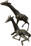 Maravilhosas e Imponentes Esculturas em bronze representando Casal de Girafas., Med. Maior 130 X 125 cm.