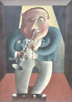 INOS CORRADIN (Itália, 1929)  - "MÚSICO", óleo sobre tela, 70 x 50 cm, assinado no c.i.d, se
