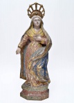 ARTE SACRA: Antiga e elegante imagem de Nossa Senhora das Dores, ricamente esculpida em madeira poli