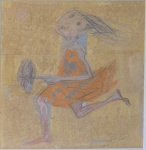 CÂNDIDO PORTINARI - Desenho técnica grafite e pastel policromado , assinado no C.I.D, estudo da obra