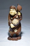 MADEIRA COM MARFIM - Deusa da riqueza, prosperidade e fartura, antiga escultura oriental esculpida e
