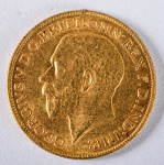 COLECIONISMO - REINO UNIDO - MOEDA DE LIBRA EM OURO 22 K  - DATADA 1918 - REINADO GEORGE V .  PESO 8