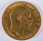 COLECIONISMO - REINO UNIDO - MOEDA DE LIBRA EM OURO  22 k - DATADA 1902- REINADO EDWARDVS VII  .  PE