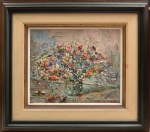 WIN VAN DIJK (1915 - 1990) - " Flores no meu atelier " Pintura em relevo, à óleo sobre tela
