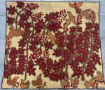 CONCESSA COLAÇO- "Pássaros e flores", tapeçaria colorida, 124 x 136 cm. Assinado no canto in