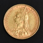<b>ERA VITORIANA (1837-1901)</B>. Moeda de ouro de 1 Soberano de Libra Esterlina, ano 1887 - Ouro 91