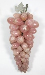 Cacho de uva decorativo em pedras raiz de ametista, armação e folha em metal. med: 29 cm