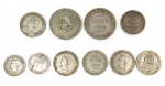 NUMISMATICA, Moedas, Lote constando de moedas para coleção sendo; (A) 02 no valor de 2000 reis, datada de 1907 e 1911 (B) 06 no valor de 1000 reis datadas de 1906 (duas), 1908 (duas) 1911 (uma) 1913 (uma) (C) 02 no valor de 500 reis datadas de 1907, total: 10 moedas