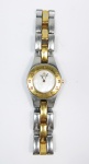BAUME ET MERCIER, relógio feminino de pulso de manufatura suíça, modelo "Linea" caixa em aço com detalhes banhados a ouro, movimento de quartzo. (sem garantia de funcionamento)
