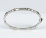Pulseira bracelete estilo Art Déco em prata com incrustações a ouro. med: 5,5 cm de diâmetro