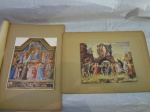 Duas reproduções de pinturas de quadros antigos de museu. 18 x 21 cm.
