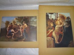 Duas reproduções de pinturas antigas de museu. 19 x 21 cm.