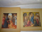 Duas reproduções antigas de pinturas de museu. 19 x 20 cm.