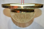 Luminária com aros de metal e vidro craquelê. Década de 80 Med: 14 x 30 cm.