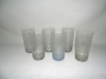 Lote constando seis copos para agua em demi cristal frisado.